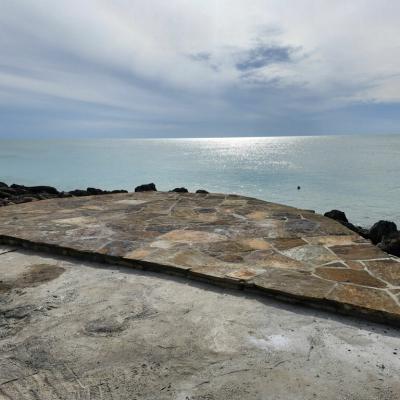 Beautiful stone and mortar pad overlooking Gulf of Mexico. 